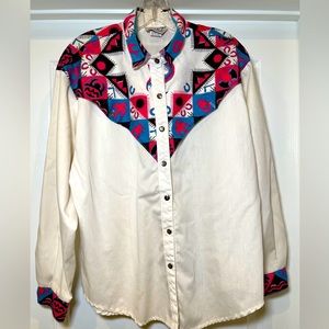 Vintage Circle T by Marilyn Lenox Full Button Western Shirt.